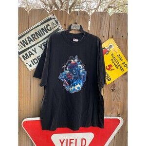 Vintage Y2K Tribal Graffiti skull Skateboard Street Style T-shirt Size XL